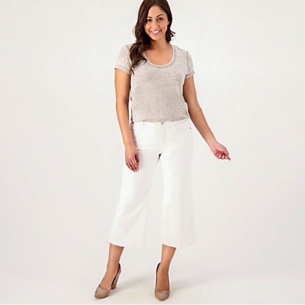 NYDJ Cool Embrace Wide Leg Denim Crop Jeans- Optic White casual classic plus
